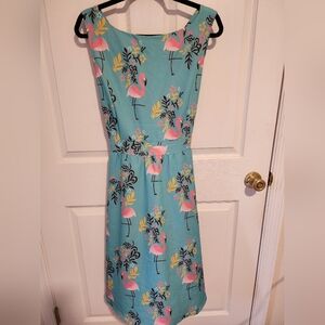 🍁2 for $15🍁 👗Dapper Days🏰 Vintage cap sleeve flamingo print dress sz 2xl